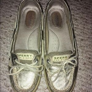 Sperry Topsider gold metallic boat shoes sz 7